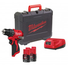 Дриль-шурупокрут акумуляторний MILWAUKEE M12 BLDDRC-202C (40Нм) (ЗП+2ак.Х2Аг+кейс)