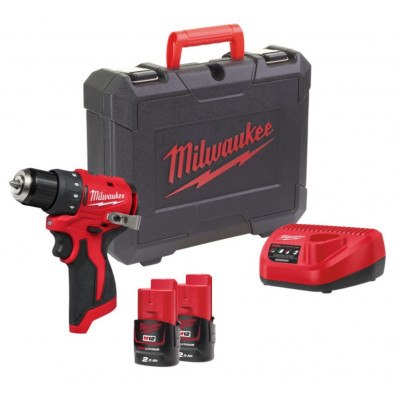 Дриль-шурупокрут акумуляторний MILWAUKEE M12 BLDDRC-202C (40Нм) (ЗП+2ак.Х2Аг+кейс)