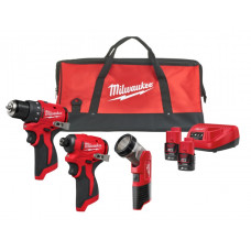 Набір з 3 акумуляторних інструментів M12 BLPP3A-202B (2 акумулятори М12 В2 2Аг, зарядний пристрій С12, дриль-шурупокрут М12 BLDD