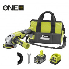 Шліфмашина кутова акумуляторна RYOBI, M18 M18 R18AG-140S, діаметр 115мм (ЗП+1 x 4.0Aг, сумка)