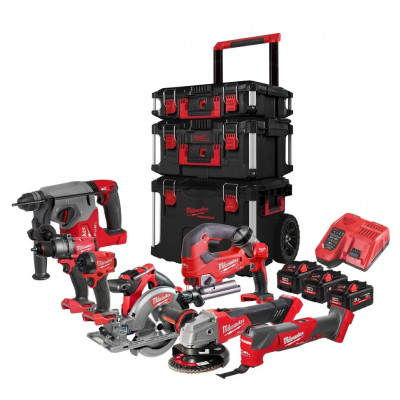 Набір інструментів акумуляторних MILWAUKEE, M18 FPP8C-553P (набір кейсів PACKOUT 4932464244, 3 акумулятори M18 HB55 5,5 Аг, заря