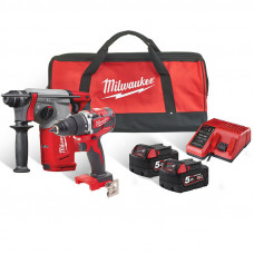Набір інструментів акумуляторних MILWAUKEE, M18FPP2BB-502B (зарядний пристрій M12-18 C, 2 акумулятора M18 B5 5Аг, дриль-шурупов