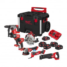 Набір інструментів акумуляторних MILWAUKEE, M18 FPP8C-553P (кейс PACKOUT на колесах 4932464078, 3 акумулятори M18 B5 5 Аг, заряд