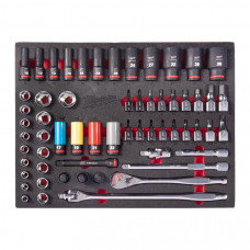 Ложемент з головками ударними та хромованими MILWAUKEE, (60шт) (45х536х417мм) для візків