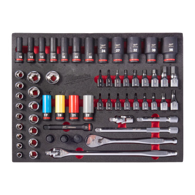 Ложемент з головками ударними та хромованими MILWAUKEE, (60шт) (45х536х417мм) для візків