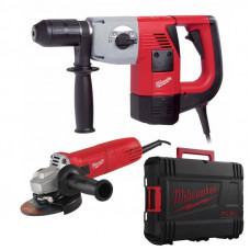 Набір інструментів MILWAUKEE PCE3 SET (молоток відбійний SDS-PLUS PCE3. шліфмашина кутова AG10-125EK. HD кейс)