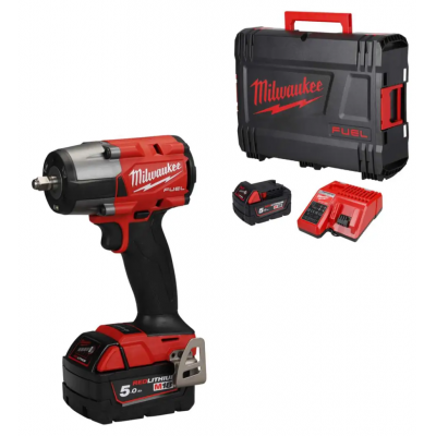 Гайкокрут акумуляторний безщітковий 3/8'' MILWAUKEE, M18 FMTIW2F38-502X, 813Нм, з кільцем (зарядний пристрій M12-18 FC, 2 акумул