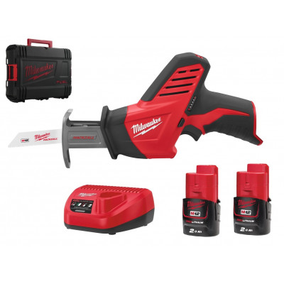 Пила шабельна акумуляторна MILWAUKEE, C12 HZ-202C (зарядний пристрій С12 С, 2 акумулятори М12 В2 2Аг, полотно, кейс)
