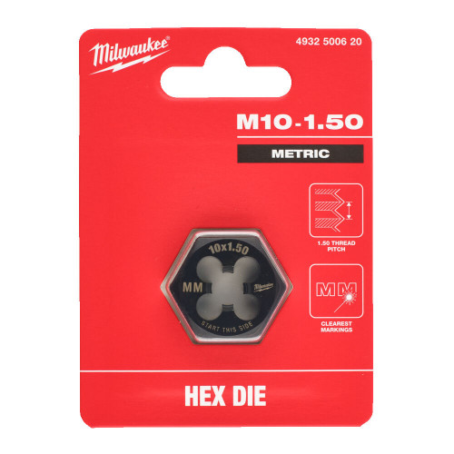 Плашка шестигранна MILWAUKEE, М10-1,50мм
