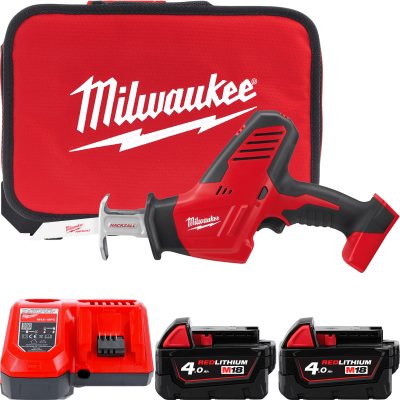 Пила шабельна акумуляторна MILWAUKEE, C18 HZ-402В (зарядний пристрій М12-18 С, 2 акумулятори М18 В4 4Аг, сумка)