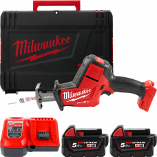 Пила шабельна акумуляторна MILWAUKEE, M18 FHZ-502X (зарядий пристрій M12-18 FC, 2 акумулятори М18 В5 5Аг, полотно, HDкейс)