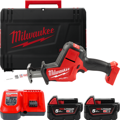 Пила шабельна акумуляторна MILWAUKEE, M18 FHZ-502X (зарядий пристрій M12-18 FC, 2 акумулятори М18 В5 5Аг, полотно, HDкейс)