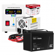 Аварійний комплект Volt Polska SINUS PRO 500 E 12/230V 350/500W + Акумулятор Green Cell AGM VRLA 100Ah 12V