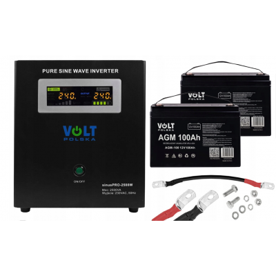 ДБЖ / Інвертор Volt Polska SINUS PRO 2500 W 24/230V 1800/2500W + Акумулятор VOLT AGM 100Ah 2 шт