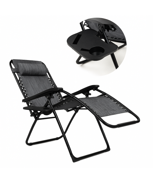 Розкладне крісло шезлонг LEOBRO Zero Gravity Premium Grey (LB-ZGC-G2-GRY)