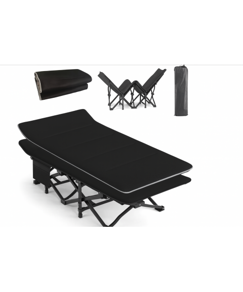 Туристична похідна розкладачка з Mesh-матрацом LEOBRO Black (LB-CC-L1-BLK)
