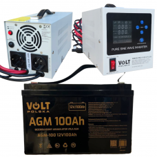 Комплект Volt Polska SINUS PRO 1100 E PLUS 12/230V 700/1100 + Акумулятор AGM 12V 100 Ah