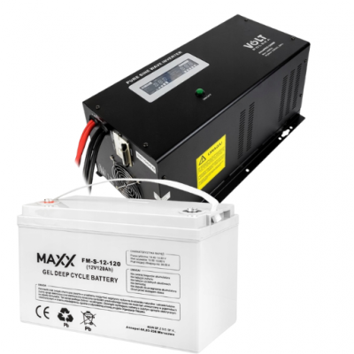 Комплект Volt Polska SINUS PRO 2400 W 12/230V 1600/2400W + Акумулятор MAXX AGM VRLA 120Ah 12V