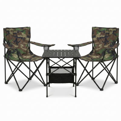 Комплект туристичний - стіл LEOBRO 52x52x50 см та 2 крісла Lite Military