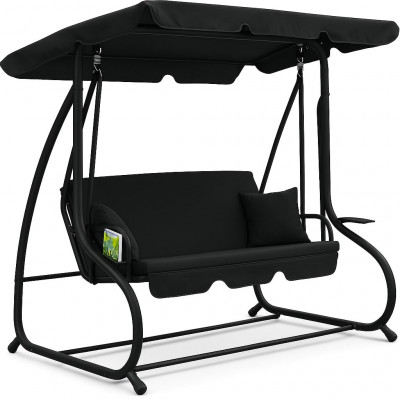 УЦІНКА! Велика гойдалка з подушками LEOBRO Luxury Black (HT-186B Black)