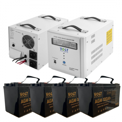 Комплект Гібридний ДБЖ/інвертор Volt Polska SINUS PRO 3000 E + 4 Акумулятора AGM Volt Polska 100 Ah