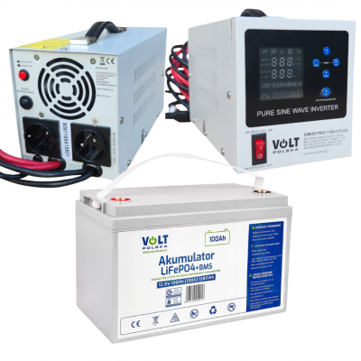 Аварійний комплект живлення Volt Polska SINUS PRO 1100 E PLUS 12/230V 700/1100W + Акумулятор LiFePo4 12.8V 100 Ah