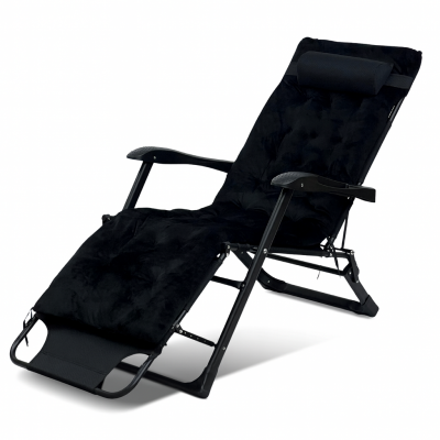 Розкладне крісло ліжко з оксамитовим матрацом LEOBRO Black (LB-FCB-G4-BLK)