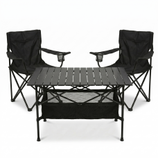 Комплект туристичний - стіл LEOBRO 93x55x50 см та 2 крісла Lite Black