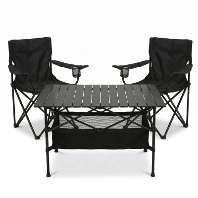 Комплект туристичний - стіл LEOBRO 93x55x50 см та 2 крісла Lite Black