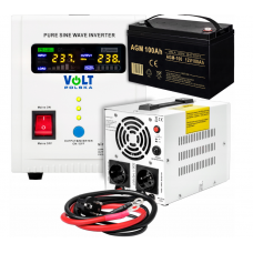 Аварійний комплект Volt Polska SINUS PRO 800 E 12/230V 500/800W + Акумулятор VOLT AGM VRLA 100Ah 12V