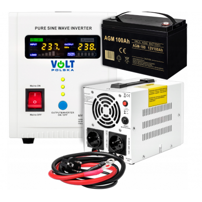 Аварійний комплект Volt Polska SINUS PRO 800 E 12/230V 500/800W + Акумулятор VOLT AGM VRLA 100Ah 12V
