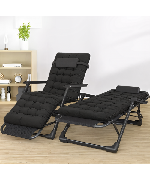 Розкладне крісло ліжко з подушкою LEOBRO Чорний (LB-FCB-G1-BLK)