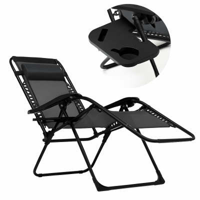 Розкладне крісло шезлонг LEOBRO Zero Gravity Premium Black (LB-ZGC-G2-BLK)
