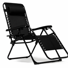 Розкладне крісло шезлонг LEOBRO Zero Gravity Premium Black (LB-ZGC-G2-BLK)