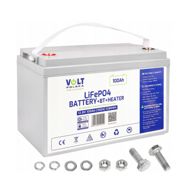 Акумулятор Volt Polska LiFePO₄ 12,8 V 100 Ah (150 A) + BMS + Bluetooth + нагрівальний мат