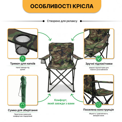 Комплект туристичний - стіл LEOBRO 117x55x50 см та 6 крісел Lite Military Комплект туристичний - стіл LEOBRO 117x55x50 см та 6 крісел Lite Military