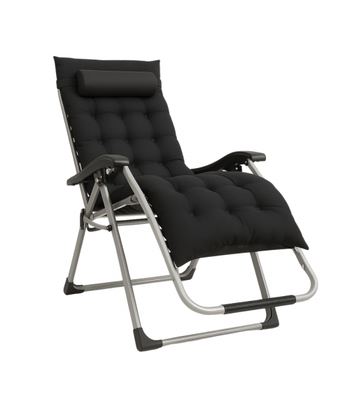 Розкладне крісло шезлонг LEOBRO Zero Gravity Premium Plus Чорне (LB-ZGC-E1-BLK)