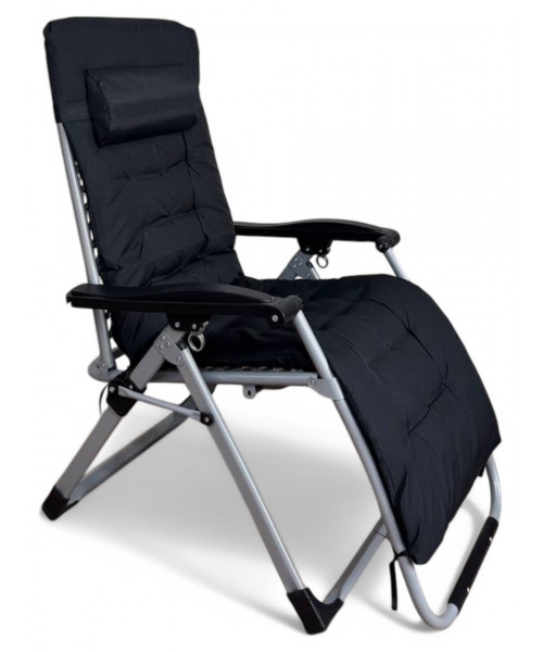 Розкладне крісло шезлонг LEOBRO Zero Gravity Premium Plus Чорне (LB-ZGC-E1-BLK)