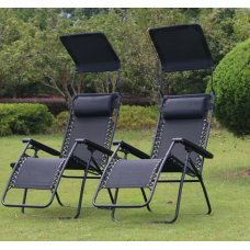 Розкладне крісло шезлонг LEOBRO Zero Gravity Black з козирком (LB-ZGC-T1-BLK)