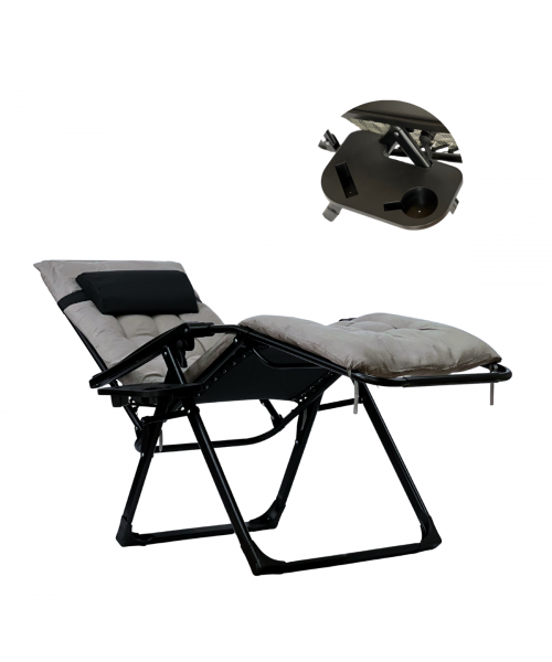 Розкладне крісло шезлонг LEOBRO Zero Gravity Premium Plus Grey (LB-ZGC-K2-GRY)