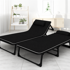 Розкладне ліжко (розкладачка) з Mesh-матрацом і подушкою LEOBRO Black (LB-FB-A2-BLK)