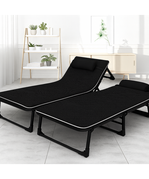 Розкладне ліжко (розкладачка) з Mesh-матрацом і подушкою LEOBRO Black (LB-FB-A2-BLK)