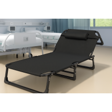 Розкладне ліжко (розкладачка) з Mesh-матрацом і подушкою LEOBRO Black (LB-FB-A2-BLK)