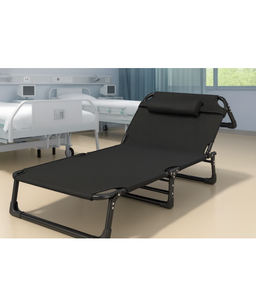 Розкладне ліжко (розкладачка) з Mesh-матрацом і подушкою LEOBRO Black (LB-FB-A2-BLK)