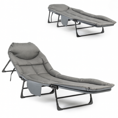 Розкладне ліжко (розкладачка) з вбудованим матрацом LEOBRO Grey (LB-FB-M1-GRY)