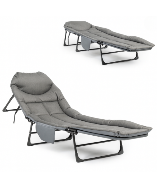 Розкладне ліжко (розкладачка) з вбудованим матрацом LEOBRO Grey (LB-FB-M1-GRY)