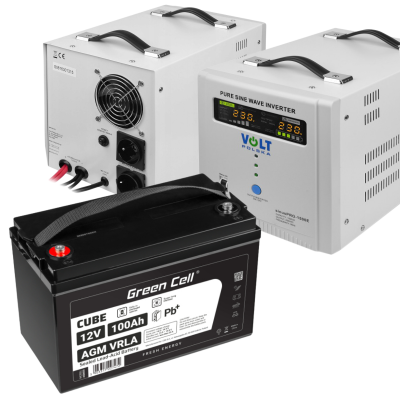 Аварійний комплект Volt Polska SINUS PRO 1500 E 12/230V 1050/1500W + Акумулятор VOLT AGM Gren Cell 100Ah 12V