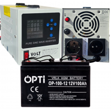 Аварійний комплект живлення Volt Polska SINUS PRO 850 E PLUS 12/230V 500/850W + Акумулятор GEL OPTI 12V 110 Ah