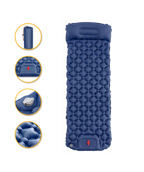 Надувний похідний килимок матрац LEOBRO Air Mat 190 x 60 см Blue (LB-1096)