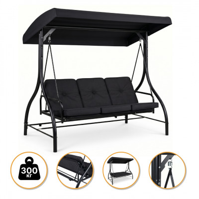 Садова гойдалка з товстим матрацом LEOBRO Luxury Pro Black (LB-1046)